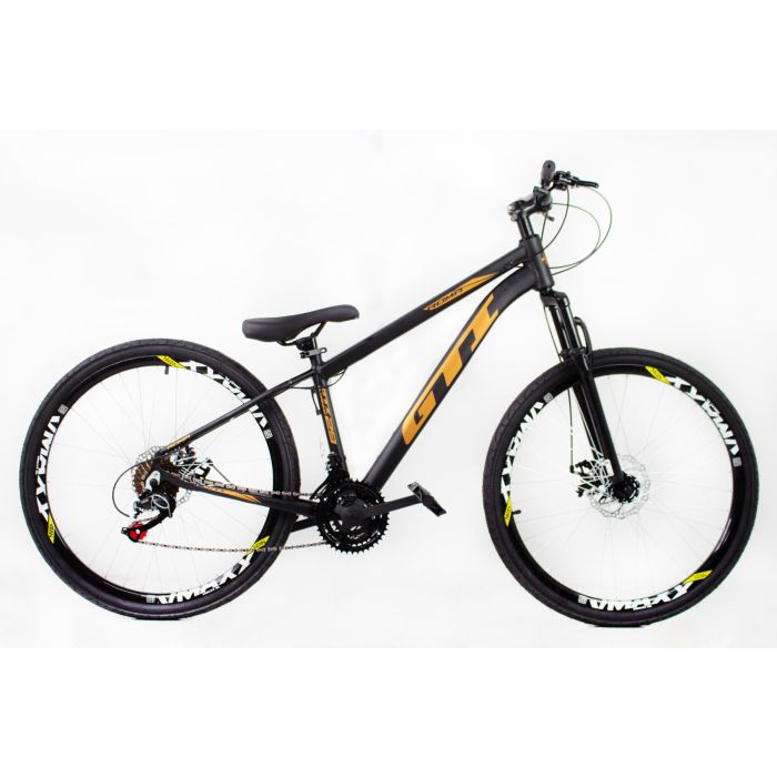 Bicicleta aro 26 Gti do Grau Freeride 21v Preta e Dourada