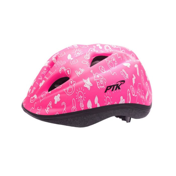 Capacete Kids PTK Diversão - Rosa/Branco
