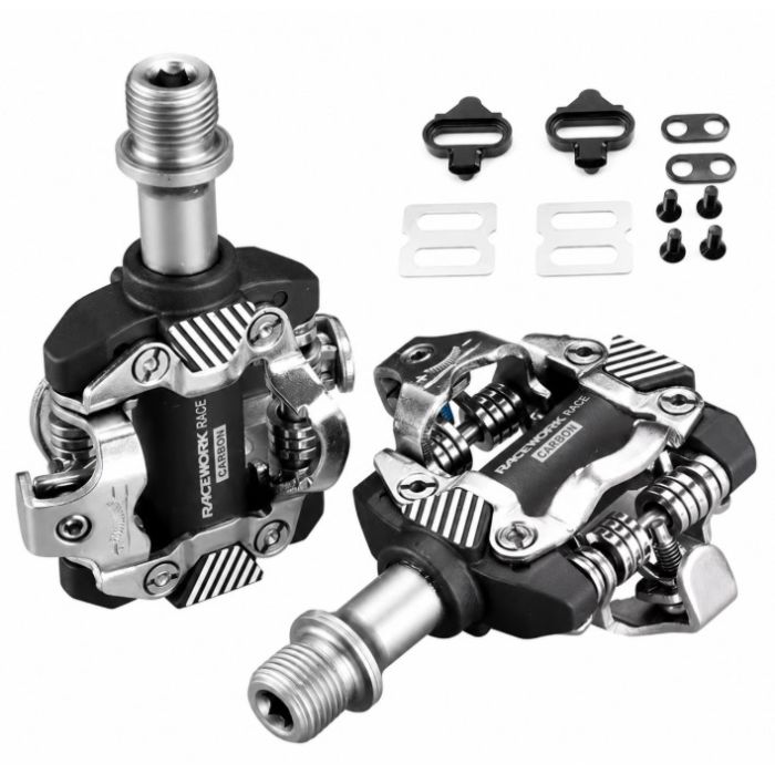Pedal Clipe Racework M8100 - Modelo Carbon Silver/black 350g