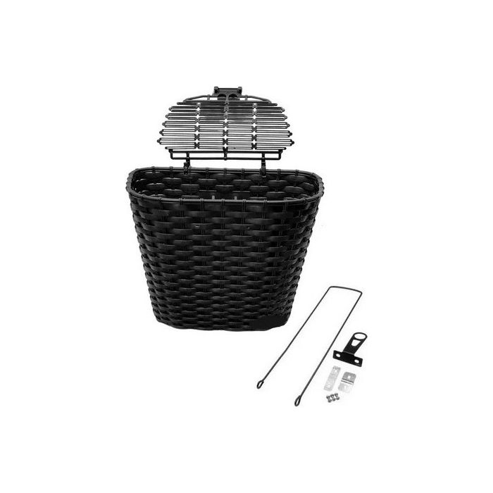 Cesta Retro Com Tampa Preta Bike Bicicleta Plástico Aro 24 26