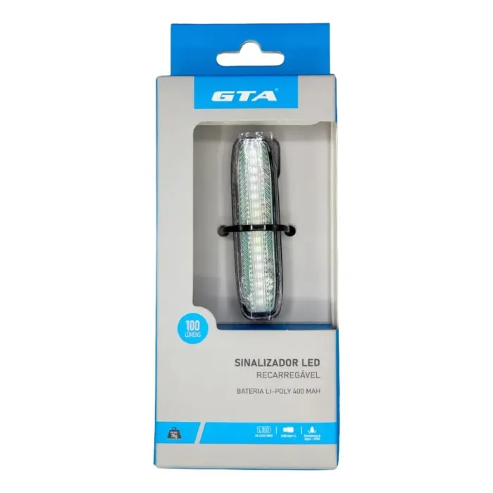 Sinalizador Led 100l Branco Bike Patinete Sensor Freio Preto