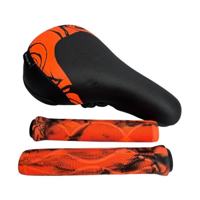 Kit Selim e Manopla Bmx Gts 243 Freeride Bike Dirt Jump - Laranja