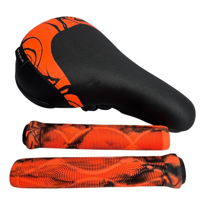 Kit Selim e Manopla Bmx Gts 243 Freeride Bike Dirt Jump - Laranja