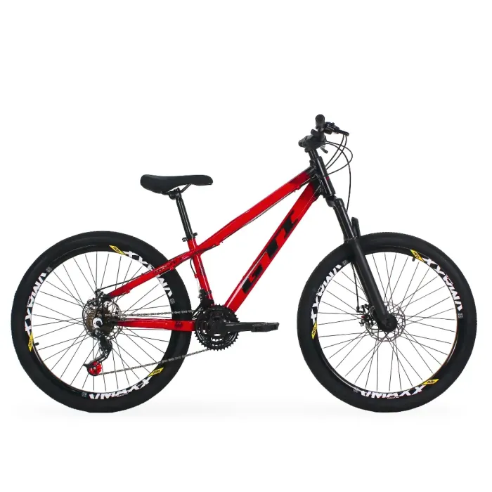 Bicicleta Freeride Grau GTI Wolfline 21v Preta e Vermelha