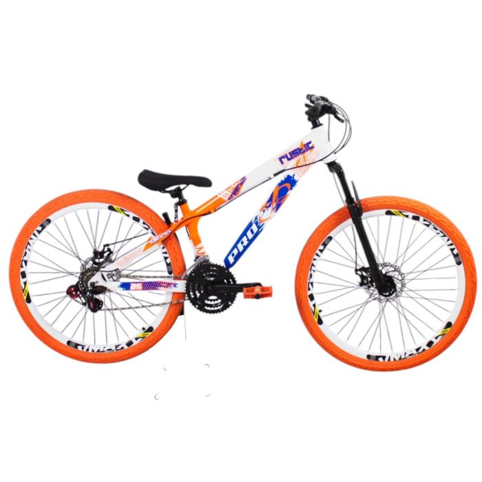Bicicleta Aro 26 Pro-X Rustic Dirt Jump 21v Freio a Disco Laranja