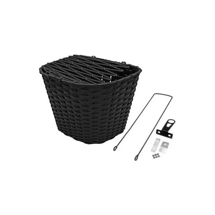 Cesta Retro Com Tampa Preta Bike Bicicleta Plástico Aro 24 26