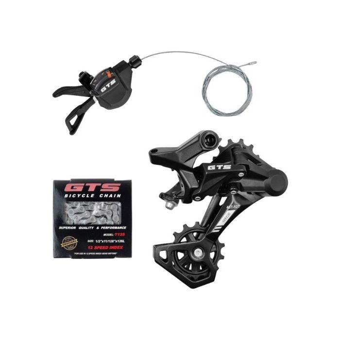 Kit Transmissão Câmbio Traseiro C/ Alavanca E Corrente12v Gts 1x12 - VS