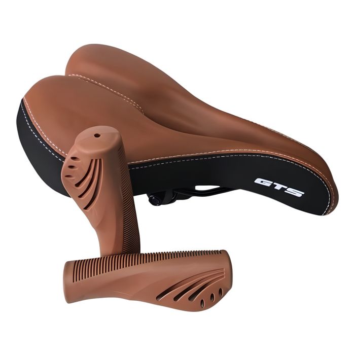 Selim Vazado Bike Mtb Gts Vintage Retro + Manopla Marrom/Preto