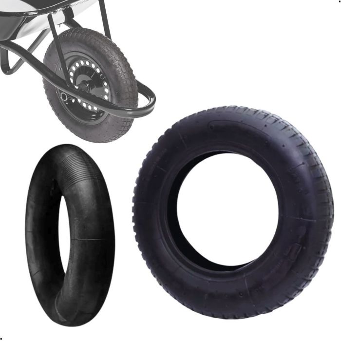 Pneu Reforçado + Câmara Para Carrinho de Mão/Carriola 3,25 x 8