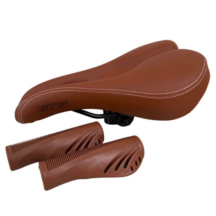 Selim Vazado Bike Mtb Gts Vintage Retro + Manopla Marrom